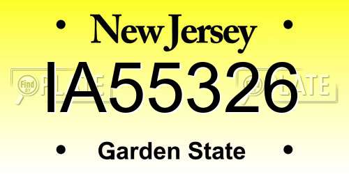 IA55326 New Jersey License Plate