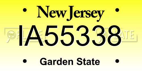 IA55338 New Jersey License Plate