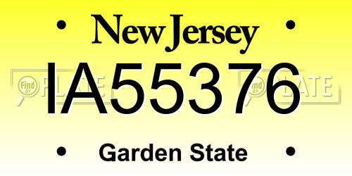 IA55376 New Jersey License Plate