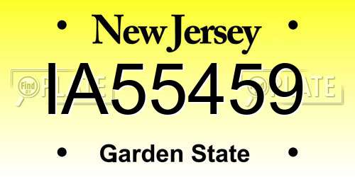 IA55459 New Jersey License Plate