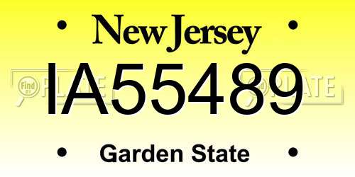 IA55489 New Jersey License Plate