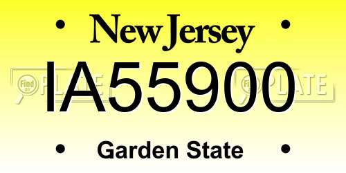 IA55900 New Jersey License Plate