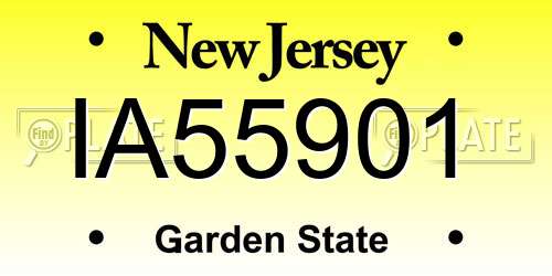 IA55901 New Jersey License Plate