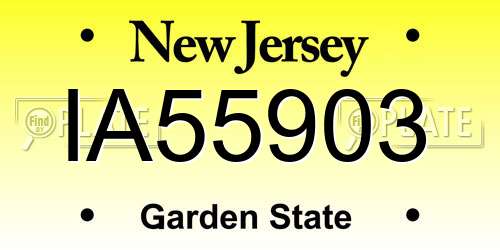 IA55903 New Jersey License Plate