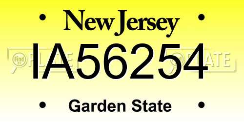 IA56254 New Jersey License Plate