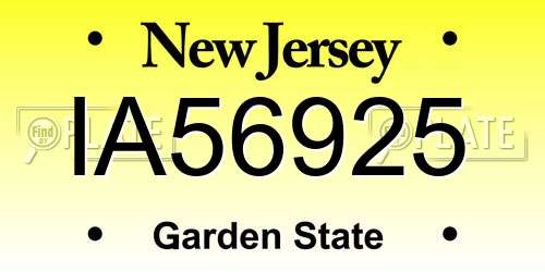 IA56925 New Jersey License Plate