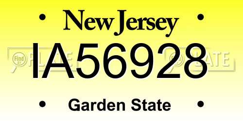 IA56928 New Jersey License Plate