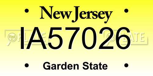 IA57026 New Jersey License Plate
