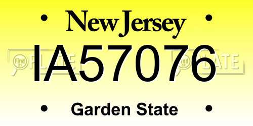 IA57076 New Jersey License Plate
