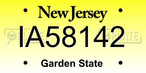 IA58142 New Jersey License Plate