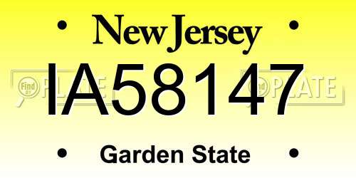 IA58147 New Jersey License Plate