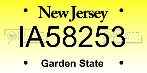 IA58253 New Jersey License Plate