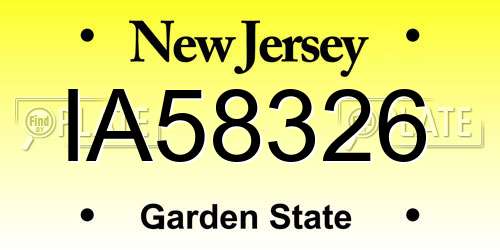 IA58326 New Jersey License Plate