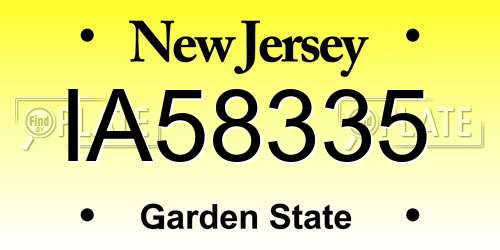 IA58335 New Jersey License Plate