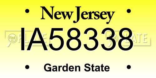 IA58338 New Jersey License Plate