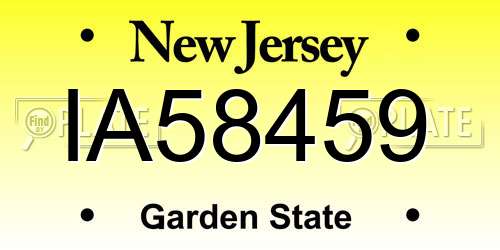 IA58459 New Jersey License Plate