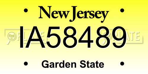 IA58489 New Jersey License Plate