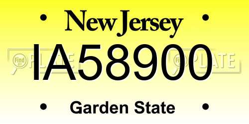 IA58900 New Jersey License Plate