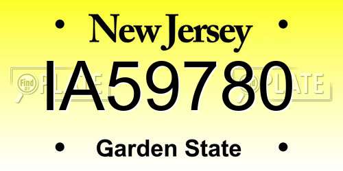 IA59780 New Jersey License Plate