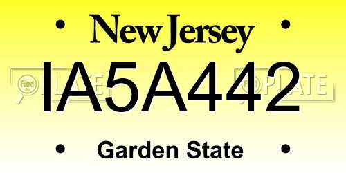 IA5A442 New Jersey License Plate