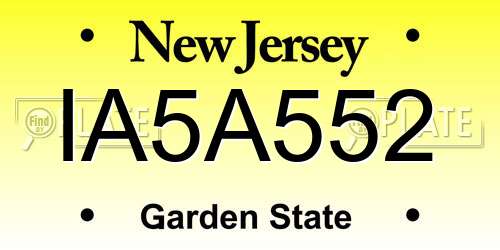 IA5A552 New Jersey License Plate