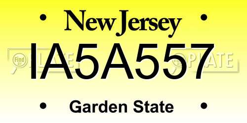 IA5A557 New Jersey License Plate