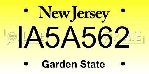 IA5A562 New Jersey License Plate