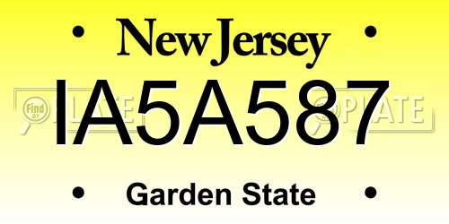 IA5A587 New Jersey License Plate