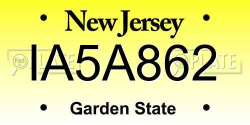 IA5A862 New Jersey License Plate