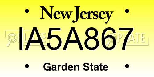 IA5A867 New Jersey License Plate