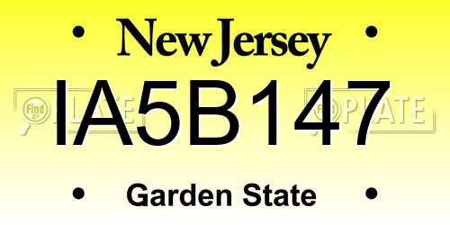IA5B147 New Jersey License Plate