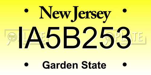 IA5B253 New Jersey License Plate