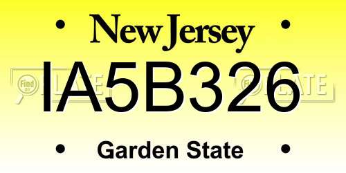 IA5B326 New Jersey License Plate