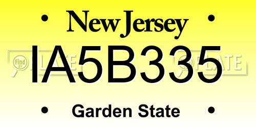 IA5B335 New Jersey License Plate