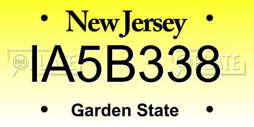 IA5B338 New Jersey License Plate