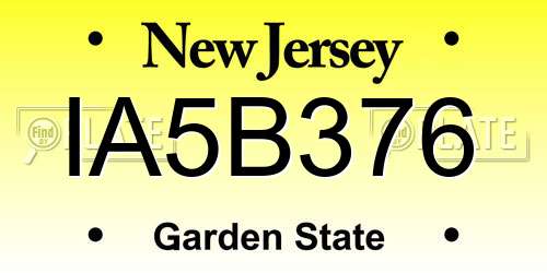 IA5B376 New Jersey License Plate