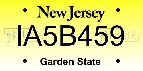 IA5B459 New Jersey License Plate