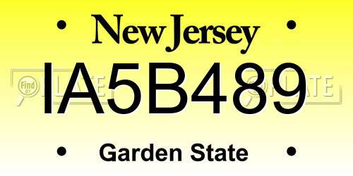 IA5B489 New Jersey License Plate