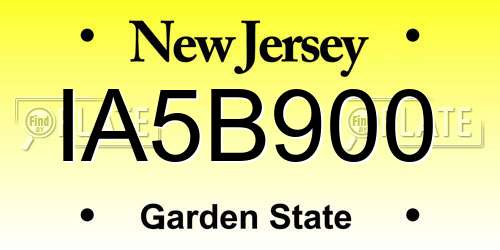 IA5B900 New Jersey License Plate