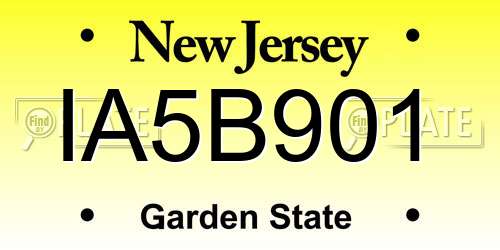 IA5B901 New Jersey License Plate