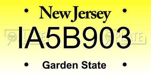 IA5B903 New Jersey License Plate