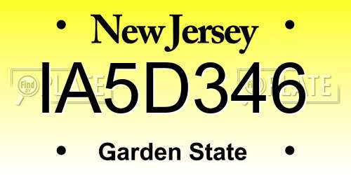 IA5D346 New Jersey License Plate