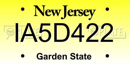 IA5D422 New Jersey License Plate