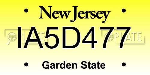 IA5D477 New Jersey License Plate