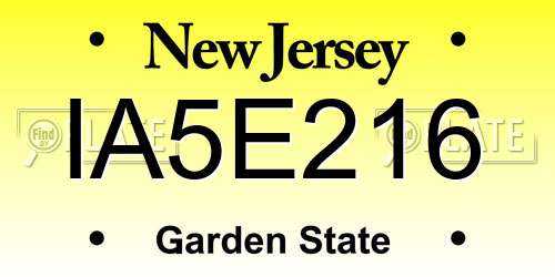 IA5E216 New Jersey License Plate