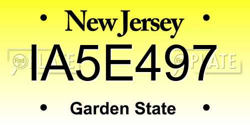 IA5E497 New Jersey License Plate
