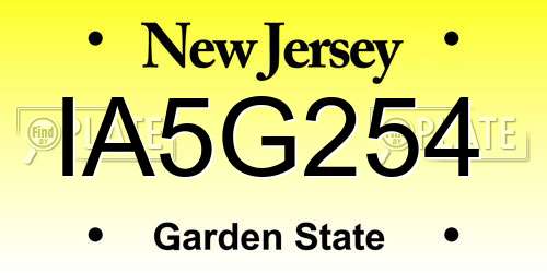 IA5G254 New Jersey License Plate