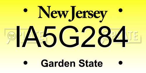 IA5G284 New Jersey License Plate