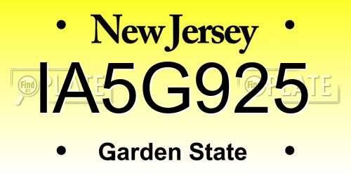 IA5G925 New Jersey License Plate