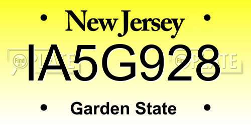 IA5G928 New Jersey License Plate